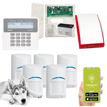 ZESTAW ALARMOWY SATEL PERFECTA-IP 32-WRL 5 CZUJEK BOSCH PET + PRF-LCD + SYRENA SP-4001R